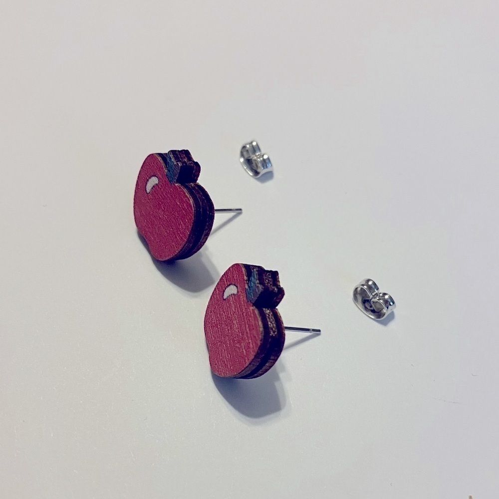 Teacher spirit day earrings Apple style Back to school gift 🍎 📚👂 - Picture 3 of 3